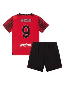 AC Milan Olivier Giroud #9 Heimtrikotsatz für Kinder 2023-24 Kurzarm (+ Kurze Hosen)